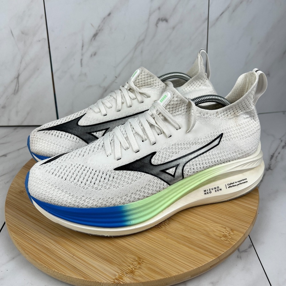 Mizuno Neo Zen Mens Size 10.5 White Blue Green Running Walk Shoes 411521.005H - Picture 3 of 12